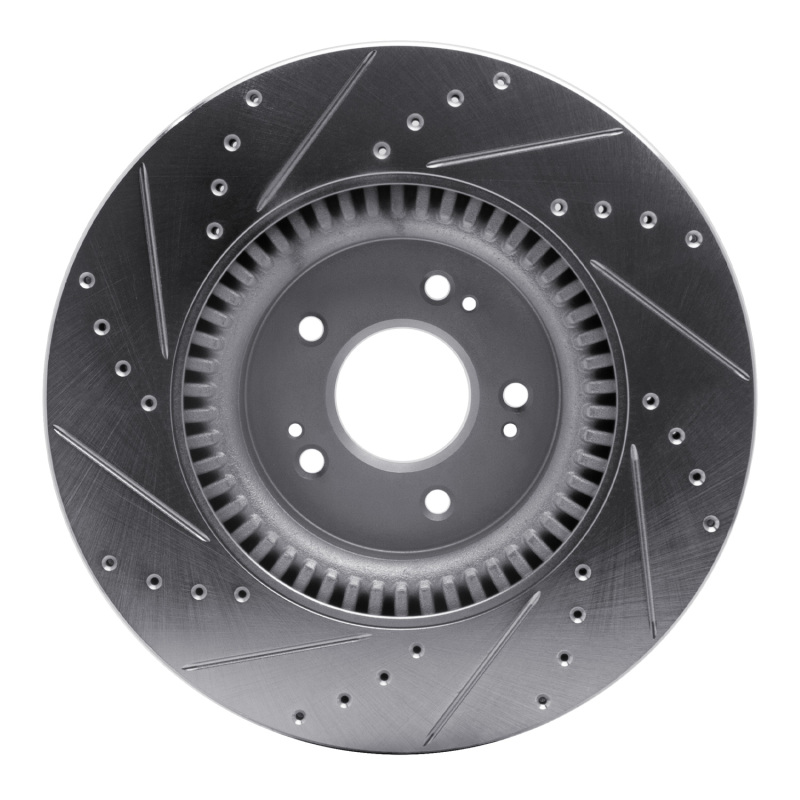 Genesis G80 Brake Rotor (1) - Front Right - R1 Concepts - Drilled & Slotted - Silver - `18-`20
